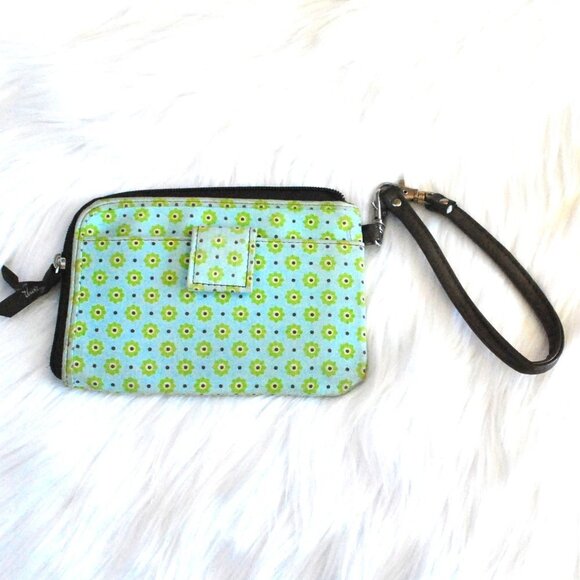 Thirty One Wristlet Wallet Brown Green Floral - Picture 1 of 3